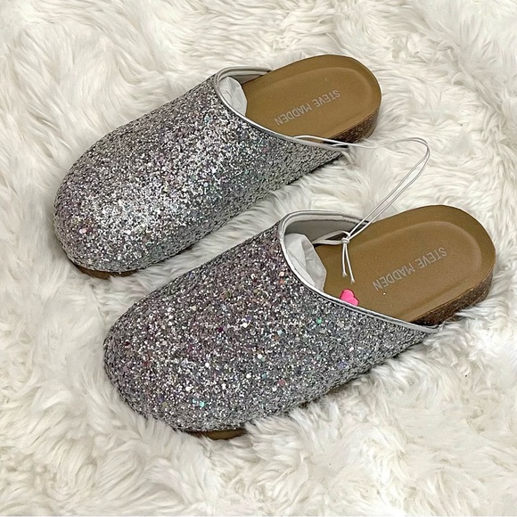 New Steve Madden kids little girl shoes sandal 1 silver glitter gift  stylish - Picture 1 of 8